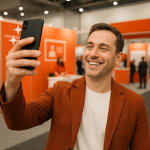 Business man taking selfie at an event